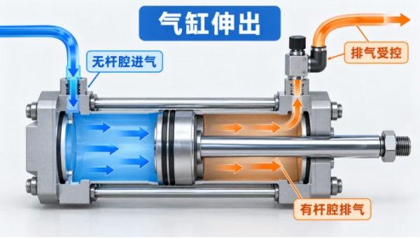 气缸动作忽快忽慢：调速阀该控进气还是排气？